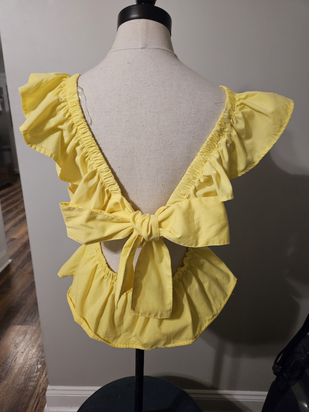 Yellow Ruffle Tie-Back Women’s Blouse